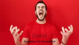  Presentation with yelling - Presentation theme featuring young-hispanic-man-wearing-casual background and a  colored foreground