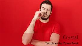  Presentation with lips mouth - PPT layouts having young-hispanic-man-wearing-casual background and a crimson colored foreground