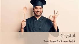  Presentation with spoon - Beautiful slide deck featuring young-hispanic-man-wearing-cooker backdrop and a lemonade colored foreground