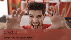  Presentation with devil - Slides consisting of young-hispanic-man-wearing-devil background and a tawny brown colored foreground