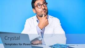  Presentation with rural doctor - Beautiful PPT layouts featuring young-hispanic-man-wearing-doctor backdrop and a light blue colored foreground