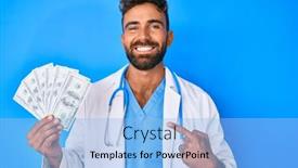  Presentation with self - Amazing slide set having young-hispanic-man-wearing-doctor backdrop and a light blue colored foreground