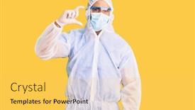  Presentation with medical sign - PPT theme featuring young-hispanic-man-wearing-doctor background and a yellow colored foreground