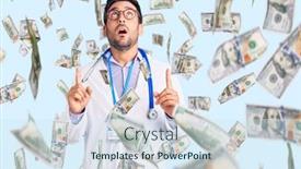  Presentation with hispanic - PPT theme featuring young-hispanic-man-wearing-doctor background and a sky blue colored foreground