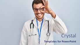  Presentation with eye doctor - Presentation featuring young-hispanic-man-wearing-doctor background and a lemonade colored foreground