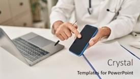  Presentation with telemedicine - Presentation theme having young-hispanic-man-wearing-doctor background and a lemonade colored foreground