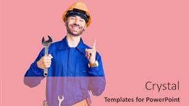  Presentation with electrician - Slide set enhanced with young-hispanic-man-wearing-electrician background and a coral colored foreground
