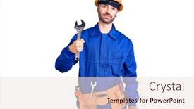  Presentation with attitude - Presentation consisting of young-hispanic-man-wearing-electrician background and a sky blue colored foreground