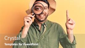  Presentation with explorer - Audience pleasing presentation consisting of young-hispanic-man-wearing-explorer backdrop and a gray colored foreground