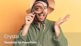  Presentation with explorer - PPT theme with young-hispanic-man-wearing-explorer background and a gray colored foreground