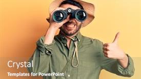  Presentation with explorer - Slide deck consisting of young-hispanic-man-wearing-explorer background and a gray colored foreground