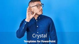  Presentation with ear - Presentation consisting of young-hispanic-man-wearing-glasses background and a ocean colored foreground