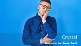  Presentation with depression - Slide deck having young-hispanic-man-wearing-glasses background and a ocean colored foreground