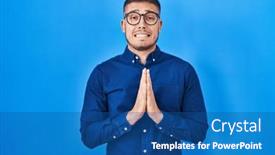  Presentation with elegant man in glasses optics - Theme consisting of young-hispanic-man-wearing-glasses and a ocean colored foreground
