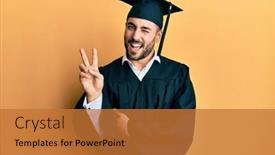  Presentation with ceremony - Slides featuring young-hispanic-man-wearing-graduation background and a red colored foreground