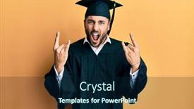  Presentation with rock star - Colorful presentation theme enhanced with young-hispanic-man-wearing-graduation backdrop and a navy blue colored foreground