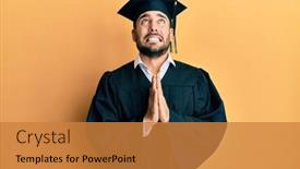  Presentation with praying hands - Beautiful slide set featuring young-hispanic-man-wearing-graduation backdrop and a  colored foreground