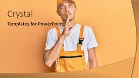  Presentation with handyman - Amazing PPT theme having young-hispanic-man-wearing-handyman backdrop and a yellow colored foreground