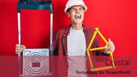  Presentation with handyman - Presentation theme having young-hispanic-man-wearing-handyman background and a red colored foreground