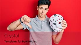  Presentation with hockey - Slides having young-hispanic-man-wearing-hockey background and a crimson colored foreground