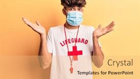  Presentation with lifeguard - Presentation theme enhanced with young-hispanic-man-wearing-lifeguard background and a yellow colored foreground