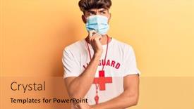  Presentation with lifeguard - Colorful slide deck enhanced with young-hispanic-man-wearing-lifeguard backdrop and a coral colored foreground