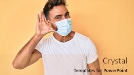  Presentation with ear medical - Amazing slide set having young-hispanic-man-wearing-medical backdrop and a coral colored foreground