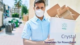  Presentation with city street - PPT theme enhanced with young-hispanic-man-wearing-medical background and a sky blue colored foreground