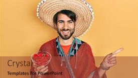  Presentation with mexican chili - PPT theme having young-hispanic-man-wearing-mexican background and a red colored foreground