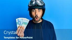  Presentation with hong kong - Cool new PPT layouts with young-hispanic-man-wearing-motorcycle backdrop and a ocean colored foreground