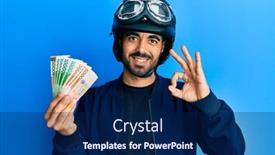  Presentation with korea - PPT theme with young-hispanic-man-wearing-motorcycle background and a navy blue colored foreground