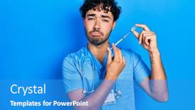  Presentation with nurse - Slide deck featuring young-hispanic-man-wearing-nurse background and a teal colored foreground