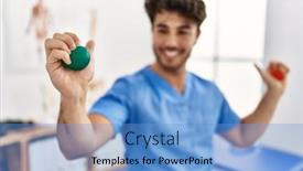  Presentation with anti stress - Slide deck enhanced with young-hispanic-man-wearing-physio background and a light blue colored foreground