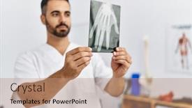  Presentation with physiotherapist - Presentation theme having young-hispanic-man-wearing-physiotherapist background and a coral colored foreground