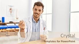  Presentation with anti stress - PPT theme consisting of young-hispanic-man-wearing-physiotherapist background and a lemonade colored foreground