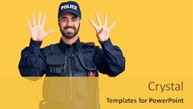  Presentation with police police - Beautiful presentation theme featuring young-hispanic-man-wearing-police and a yellow colored foreground