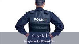  Presentation with police police - Slide set enhanced with young-hispanic-man-wearing-police background and a ocean colored foreground