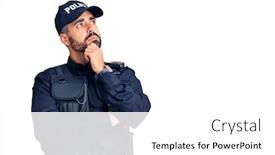  Presentation with police - Slide set having young-hispanic-man-wearing-police background and a white colored foreground