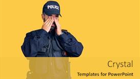  Presentation with police - Presentation having young-hispanic-man-wearing-police background and a yellow colored foreground