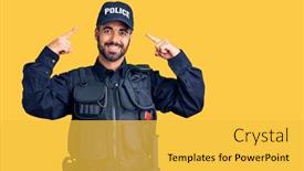  Presentation with great idea - Audience pleasing slide deck consisting of young-hispanic-man-wearing-police backdrop and a yellow colored foreground