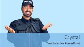  Presentation with welcome - Colorful presentation theme enhanced with young-hispanic-man-wearing-police backdrop and a light blue colored foreground