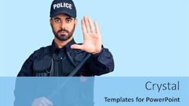  Presentation with baton - Beautiful PPT theme featuring young-hispanic-man-wearing-police backdrop and a light blue colored foreground