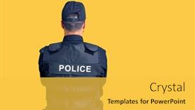  Presentation with police - Presentation theme with young-hispanic-man-wearing-police background and a yellow colored foreground