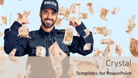  Presentation with great idea - PPT layouts having young-hispanic-man-wearing-police background and a lemonade colored foreground