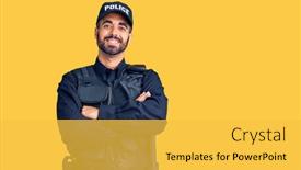  Presentation with police - Slide set with young-hispanic-man-wearing-police background and a yellow colored foreground