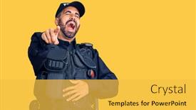  Presentation with police police - Audience pleasing PPT theme consisting of young-hispanic-man-wearing-police backdrop and a yellow colored foreground