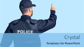  Presentation with police - Slide set consisting of young-hispanic-man-wearing-police background and a light blue colored foreground