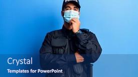  Presentation with police - Slide deck enhanced with young-hispanic-man-wearing-police background and a ocean colored foreground