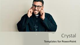  Presentation with noise - Beautiful slide deck featuring young-hispanic-man-wearing-priest backdrop and a light gray colored foreground