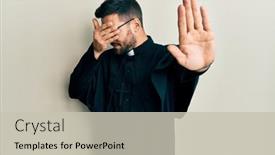  Presentation with fear - Cool new slide set with young-hispanic-man-wearing-priest backdrop and a soft green colored foreground